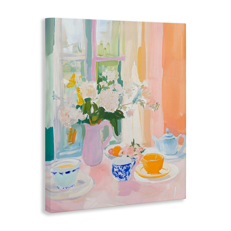 Petit déjeuner, nature morte, toile abstraite, design par The Prints Vibe, 20 x 16