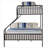 Twin XL Over Queen Bunk Bed Frame, Metal Construction with Built-In Access Ladder, Classic Silver Finish