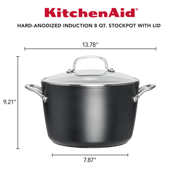 KitchenAid Anodized Aluminium Stockpot with Lid 24cm 8L for sale