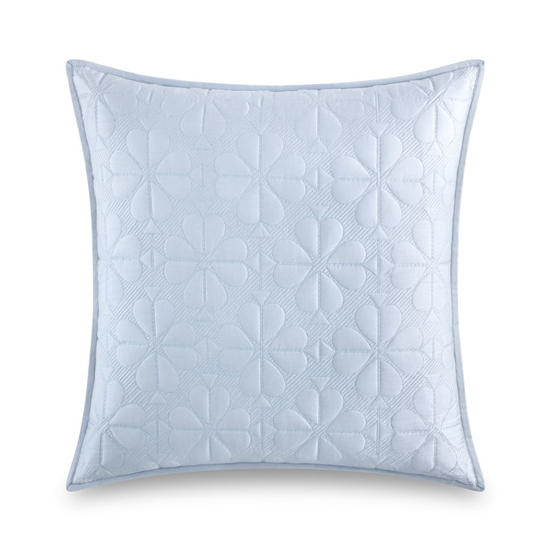 Kate Spade New York  Euro Sham, Single 100% Cotton Decorative Pillow Cover, Sky-Blue Floral