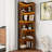 Corner Book Shelf - 5 Tier Corner Bookshelf  Bookcase with Baffle-1646796281