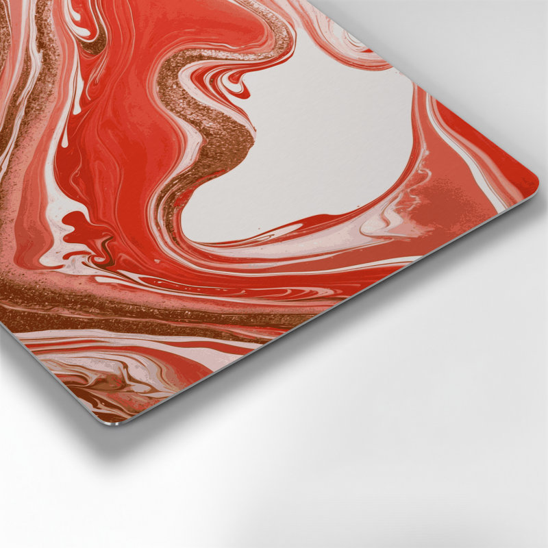 Abstrait fluide, art mural en métal rouge 58, H 24 po x l 36 po