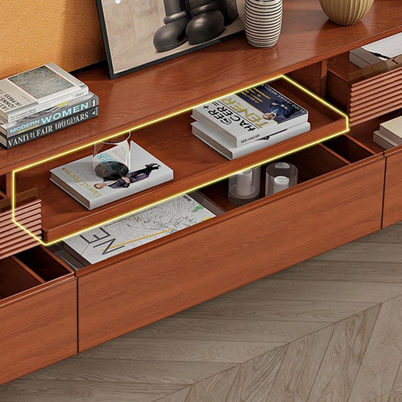 Meuble télé en bois de noyer rétro, H 23,62 po x L 86,61 po x l 15,75 po