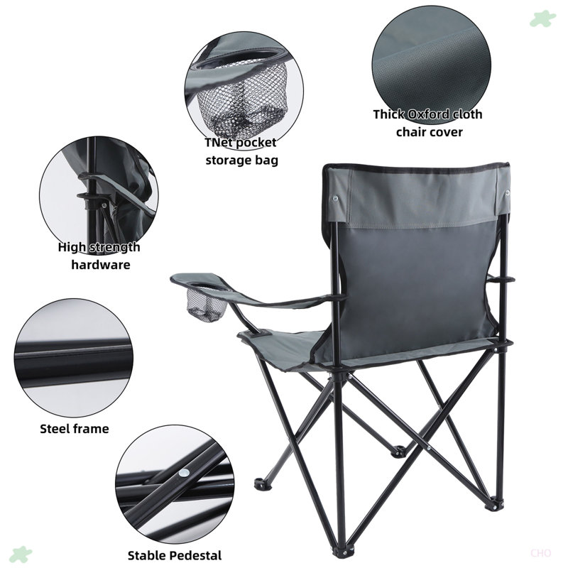 Chaise de camping portable pliante, paquet de 1, Gris