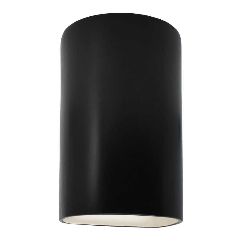 Applique murale 1 lumière Pacursa, H 12,5 po x l 7,75 po x P 6,25 po, Noir brillant / blanc mat, DEL intégrées