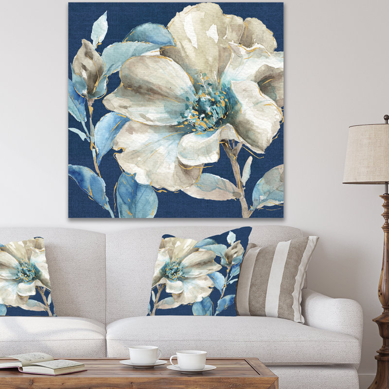Indigold Watercolor Flower I - reproduction d'art sur toile tendue, H 46 po x l 46 po x P 1,5 po