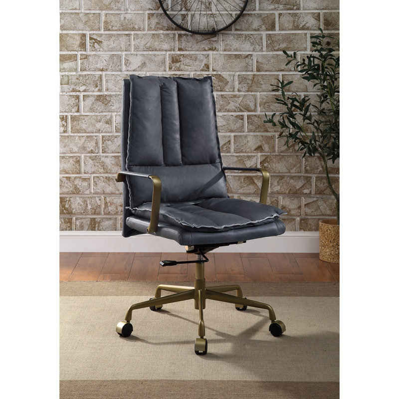 Chaise de bureau en cuir., Chaise de bureau rembourrée Chaise de bureau Fuzzy