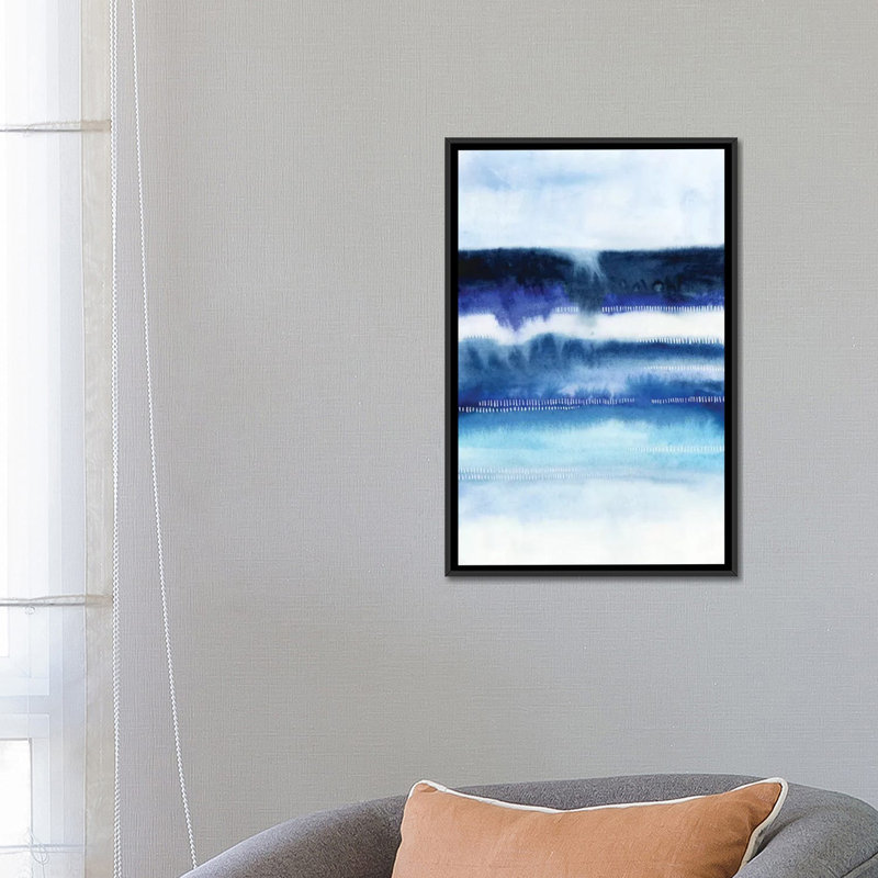 «Shore Break Abstract I», reproduction d'art sur toile tendue, Toile encadrée noire, Pas de tapis