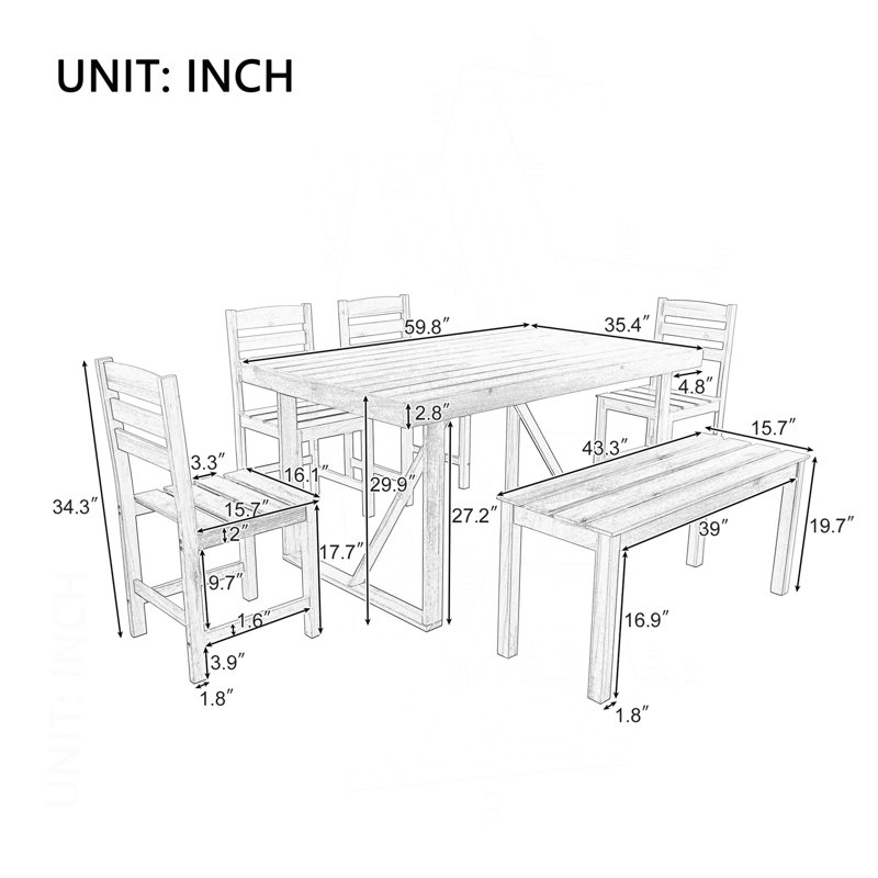 Ensemble de table et chaises d'extérieur en bois d'acacia de haute qualité, convenant au patio, au balcon et à la cour