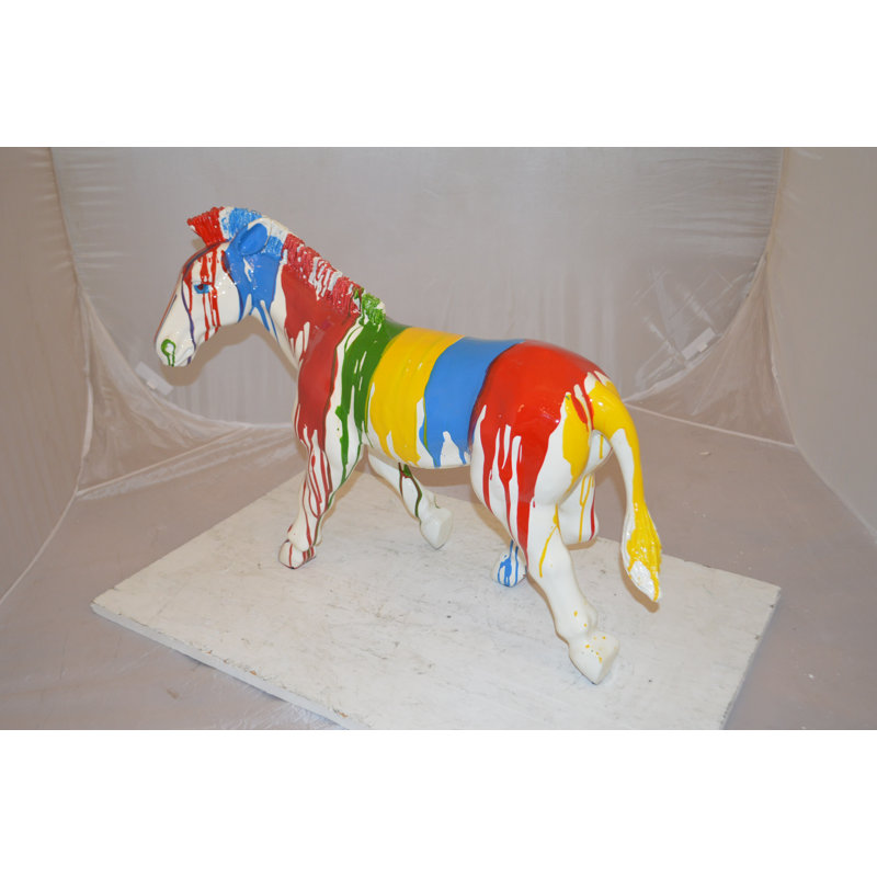 Modern Art Colored Zebra Resin Statue -  Size: 29"L X 12"W X 22"H.