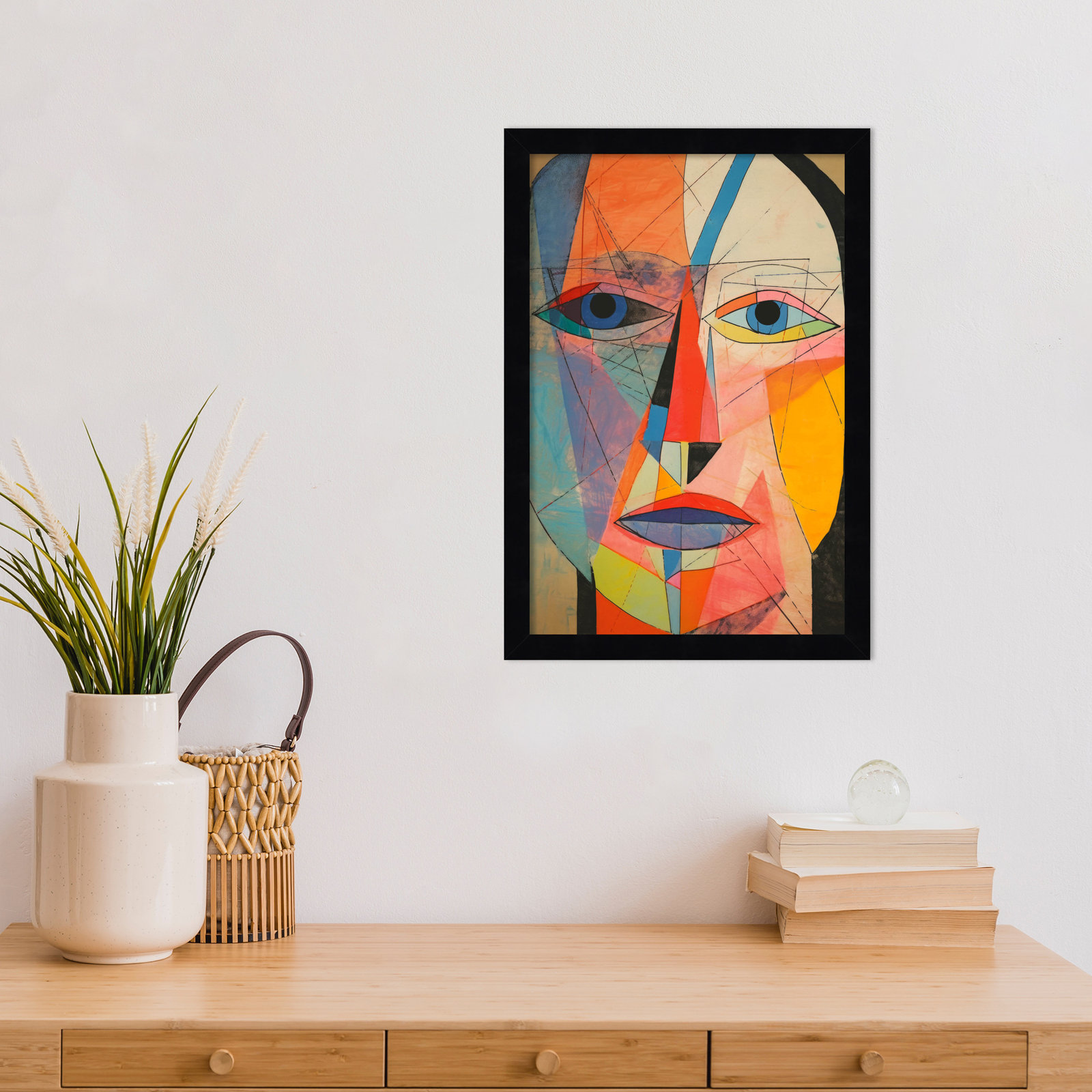 The Face Print by Treechild, 17" H x 12" W, Black