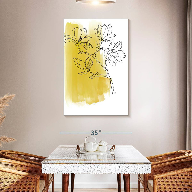 Harnek Botanique En Jaune, H 48 po x l 32 po