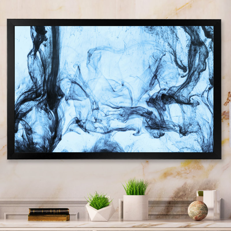 Swirls Of Blue - reproduction sur toile avec cadre flottant, Cadre noir, H 12 po x l 20 po x P 1 po