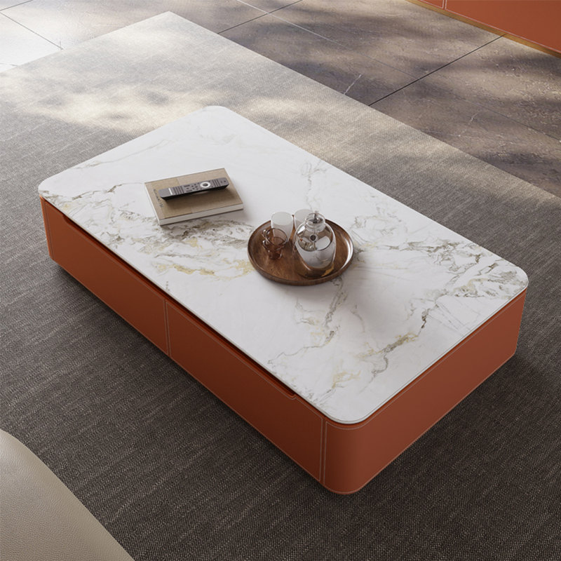 Table basse moderne de style minimaliste, Brun, H 14,17 po x L 59,06 po x l 31,5 po