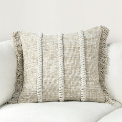 Lucera 22" Woven Fabric Pillow in Beige