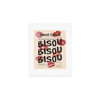 thespacehouse Bisou Bisou Retro Guest Check Art Print - Unframed