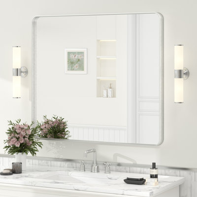 Molly Tempered Glass and Metal Framed French Cleat Mounted Wall Bathroom / Vanity Mirror