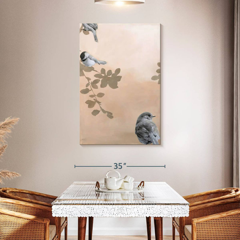 Peinture d'oiseaux III, H 48 po x l 32 po