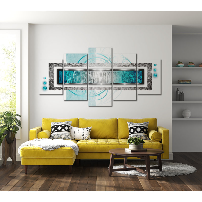 " Turquoise Blizzard " 5 - Pieces, 20" H x 40" W x 0.7" D