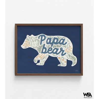 Affiche ours, très grand animal de la forêt, décor chalet rustique bleu foncé, affiche idée de décor de chambre de grand-père