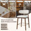 Tabouret de bar moderne à hauteur de comptoir avec dossier, non pivotant, pieds en bois d'hévéa massif et repose-pieds en métal bronze-123098461-131231054-131231056