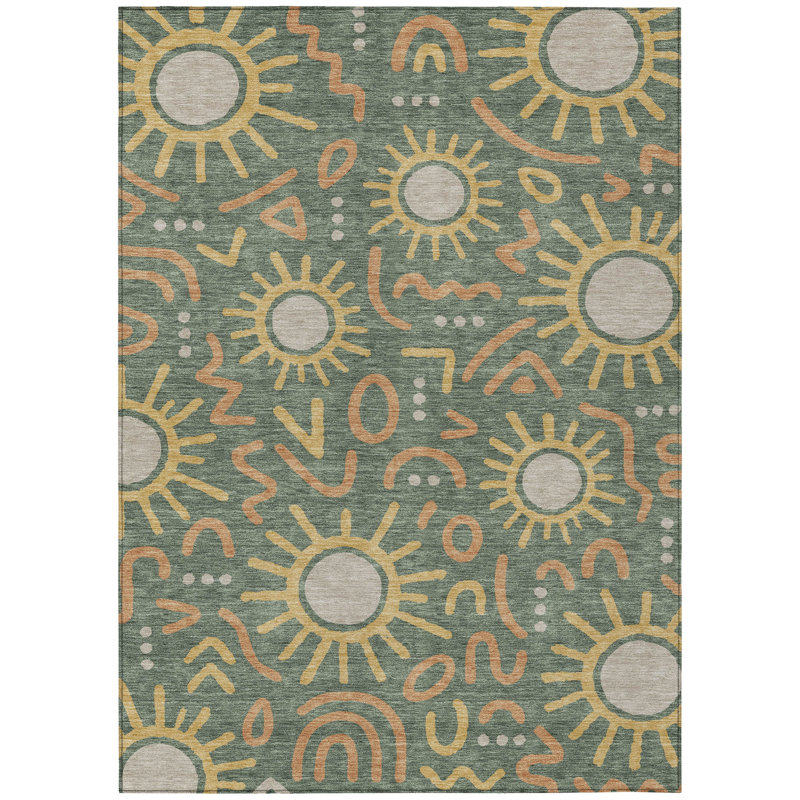 Machine Washable Indoor/Outdoor Chantille ACN2620 Bohemian Rug, Basil, 9' x 12'