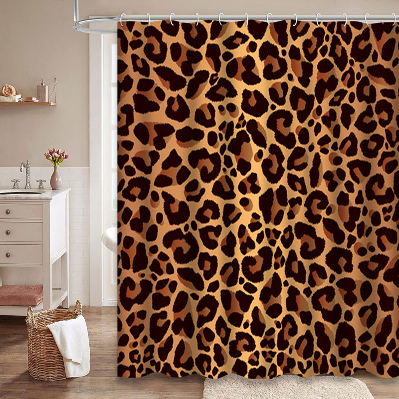 Rideau de douche avec 12 crochets Leopard, 72" L x 78" W