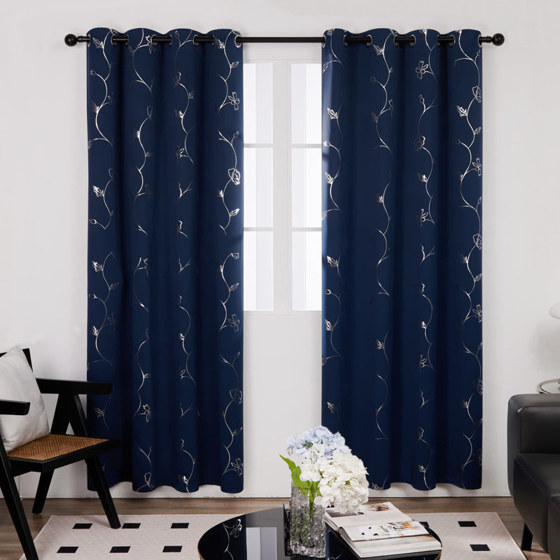 Room Darkening Curtain Panel Pair, 52" W x 63" L, Royal Blue
