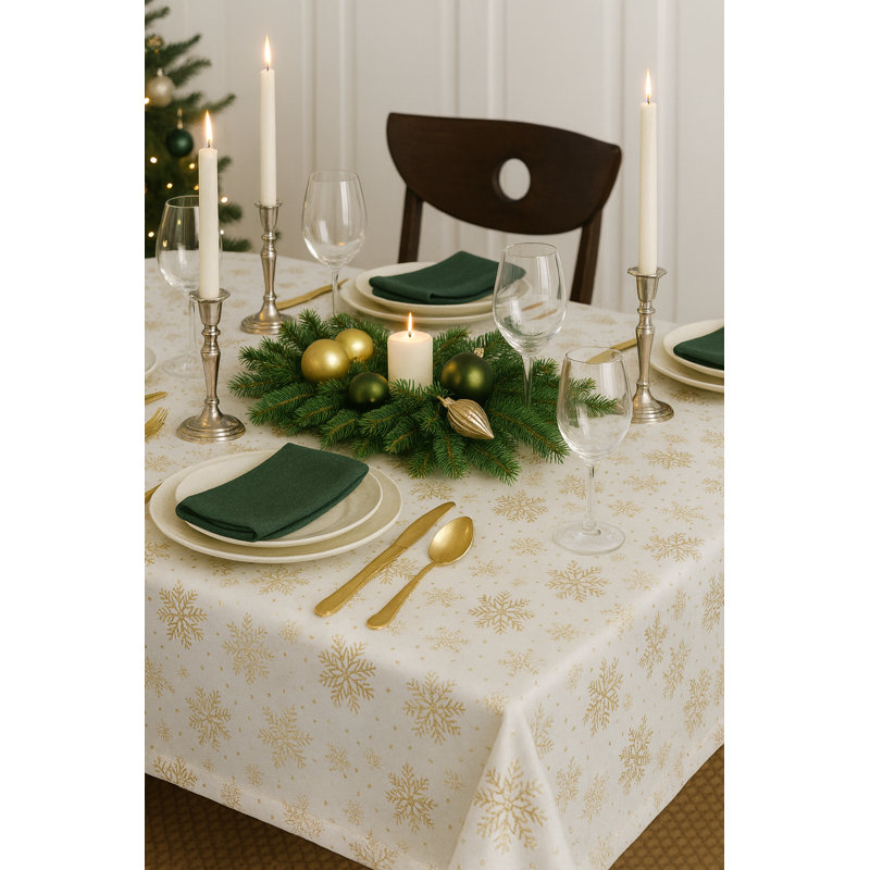 Snowfall Tablecloth, 94" L x 59" W