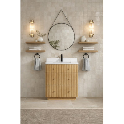 Meuble-lavabo simple 30 po avec plateau en pierre d'ingénierie La Jolla