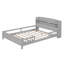 Lit plateforme double en bois avec éclairage à DEL intégré, tête de lit avec rangement et garde-corps-663153202