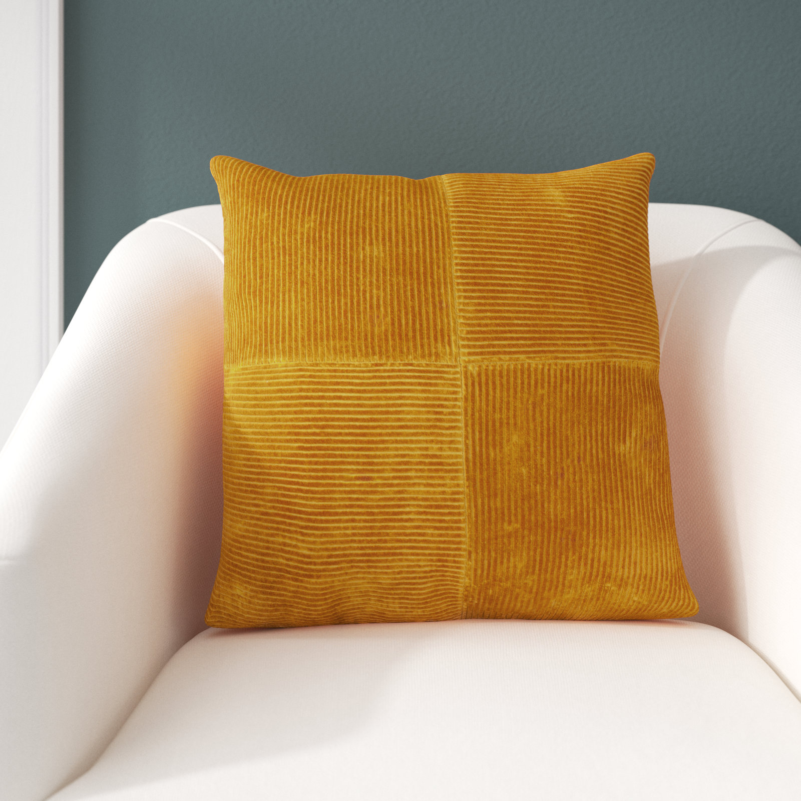 Selma Cotton Throw Pillow, 18" x 18", Mustard