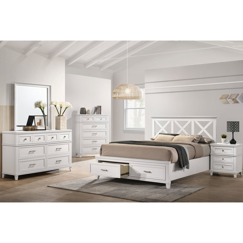 Lit de rangement très grand King X, couleur blanche, bois massif et composition, tête de lit style transitionnel, 87,79 po Lit long, 49,89 po de hauteur, 80,95 po de largeur avec peuplier d'hévéa, style profond