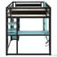 Lit mezzanine double en bois avec bureau intégré, tablettes, prises de courant, ports USB / Type-C et éclairage RVB-1541055460
