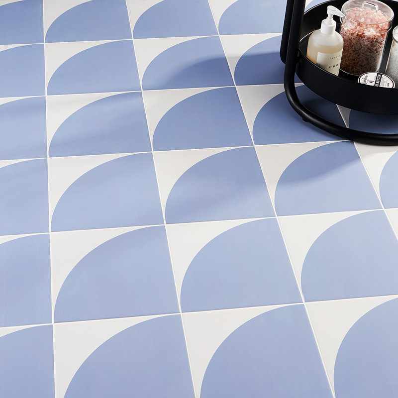 Carrelage mural en porcelaine à motif encaustique 8 "x 8" Stacy Garcia Victoria, Bleu, 8" W x 8" L