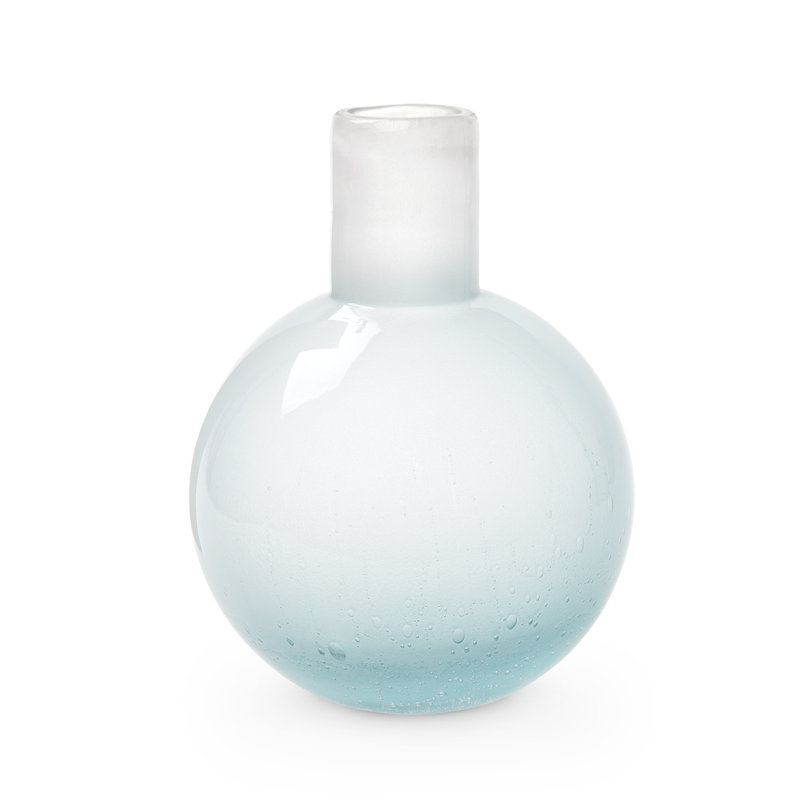 Giorgio Handmade Glass Table Vase, Sky Blue, 8" H x 6" W x 6" D