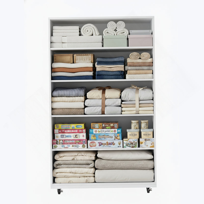 Commode à 5 tiroirs avec roulettes, Blanc