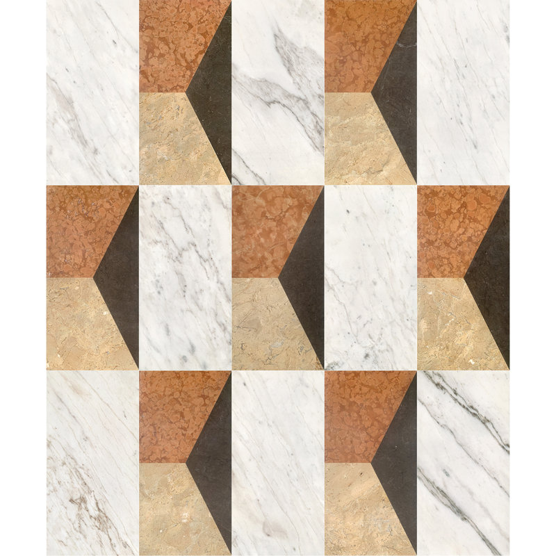 Marbre 12 x 24 Waterjet, or blanc, rouge, gris, 4 couleurs, marbre naturel, pour plancher et mur, carreau de marbre poli, pierre naturelle, 1 boîte de chaque motif, 2 pièces