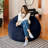 Big Joe Fuf 5Ft Oversized Foam Bean Bag Chair with Removable Cover for Kids, Teens, Adults, Midnight Blue, Corded Plush, 5 foot Large Reading and Gaming Seat-112738864-100759950