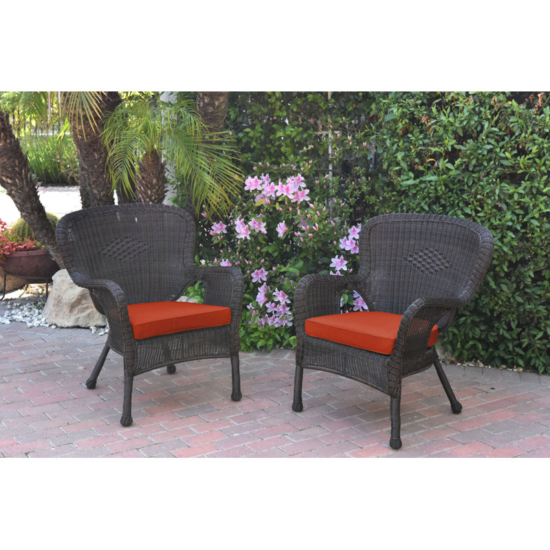 Batchelder Wicker Outdoor Lounge Chair, Espresso, Brick Red