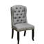 Chaise d'appoint 2 pièces pour salle à manger de style rustique, finition noire et grise antique, bouton à oreilles avec garniture cloutée, tissu en bois massif, pièce d'une hauteur de 42,5 po, couleur, tissu inspiré du lin