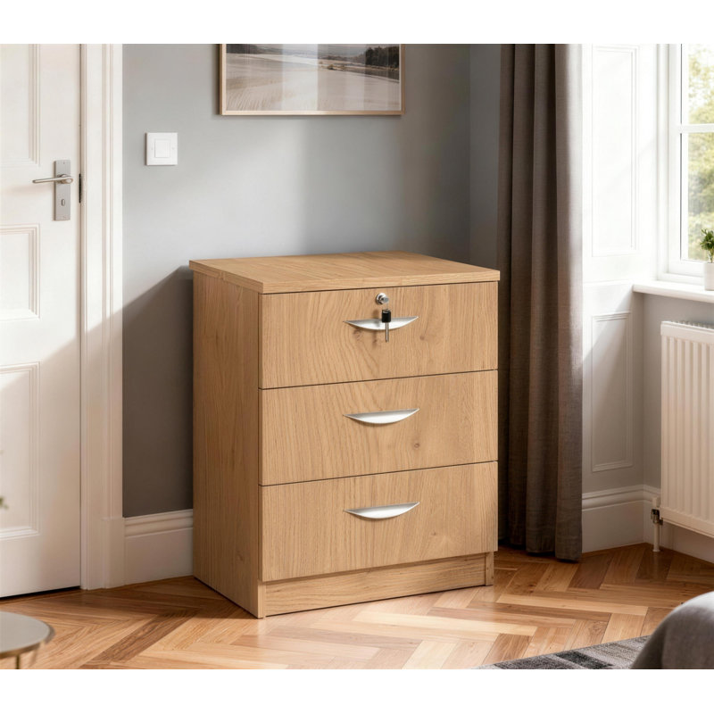 Brendella 3 -Drawer Storage Cabinet, English Oak