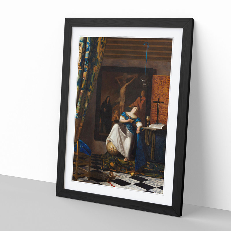 Allegory of the Catholic Faith by Johannes Vermeer - Picture Frame Graphic Art, Black Framed, 36cm H x 27cm W x 2cm D