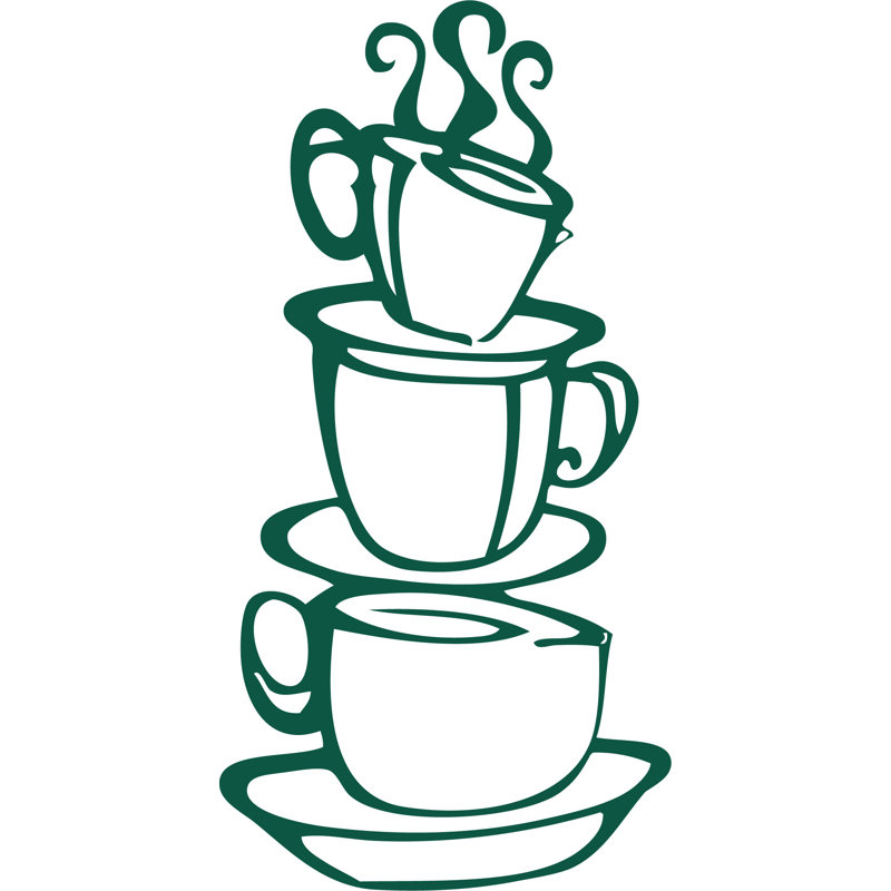Adhésif décoratif double face tasse à café, H 22 po x l 43 po, Vert