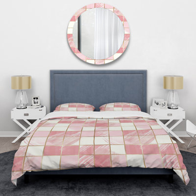 Ensemble de housse de couette rose beige Midcentury III - Glam