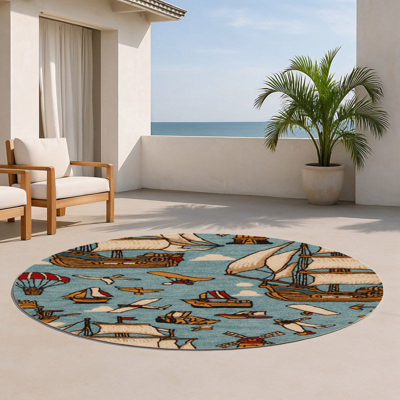 Tapis intérieur et extérieur gris Transport, Rond 5 pi