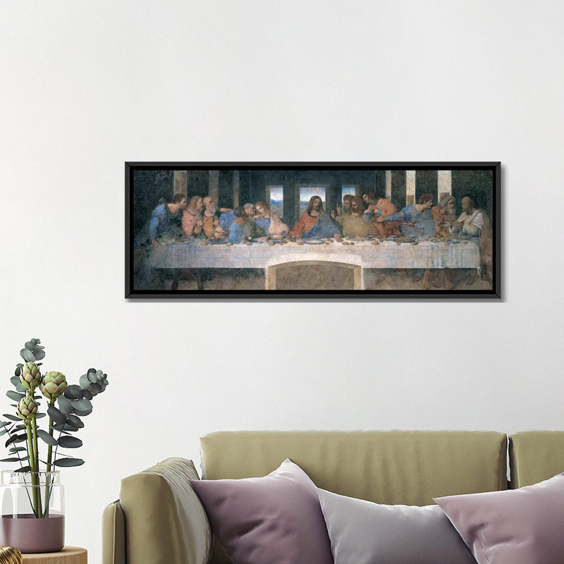 L'Ultima Cena (The Last Supper), recadrée par Leonardo Da Vinci - estampe numérique sur toile tendue avec châssis, Cadre noir