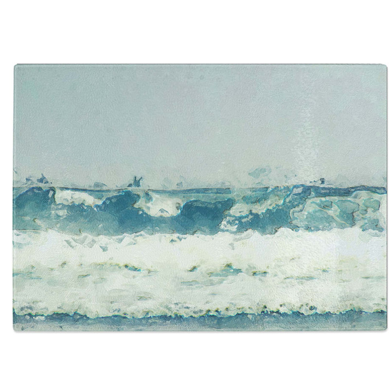 Tempered Glass The Rolling Waves in Abstract Chopping Board, 39 cm W x 28.5 cm L