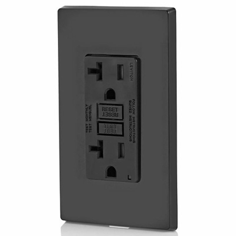 Leviton SmartlockPro 20 Amp 125 Volt Duplex GFCI Outlet 5-20R 1 Pack, Black