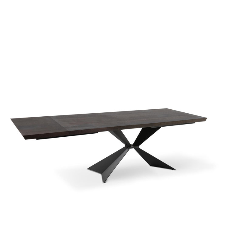 Dahndray Extendable Oak Metal Base Dining Table, Black, 76cm H x 90cm W x 160cm L